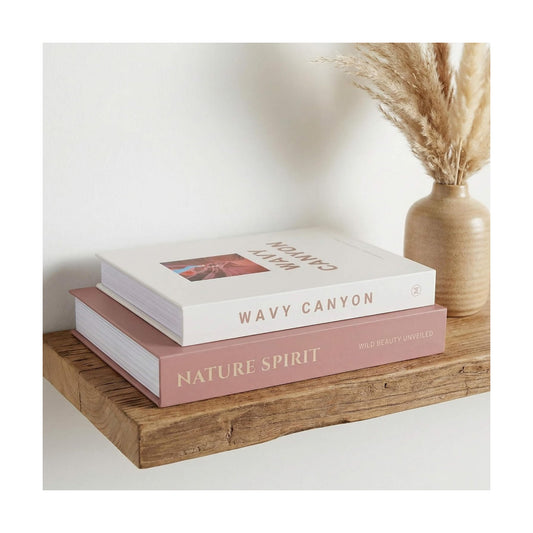 Elegant Decorative Book Boxes / Red-brown & Cream / Set of 2