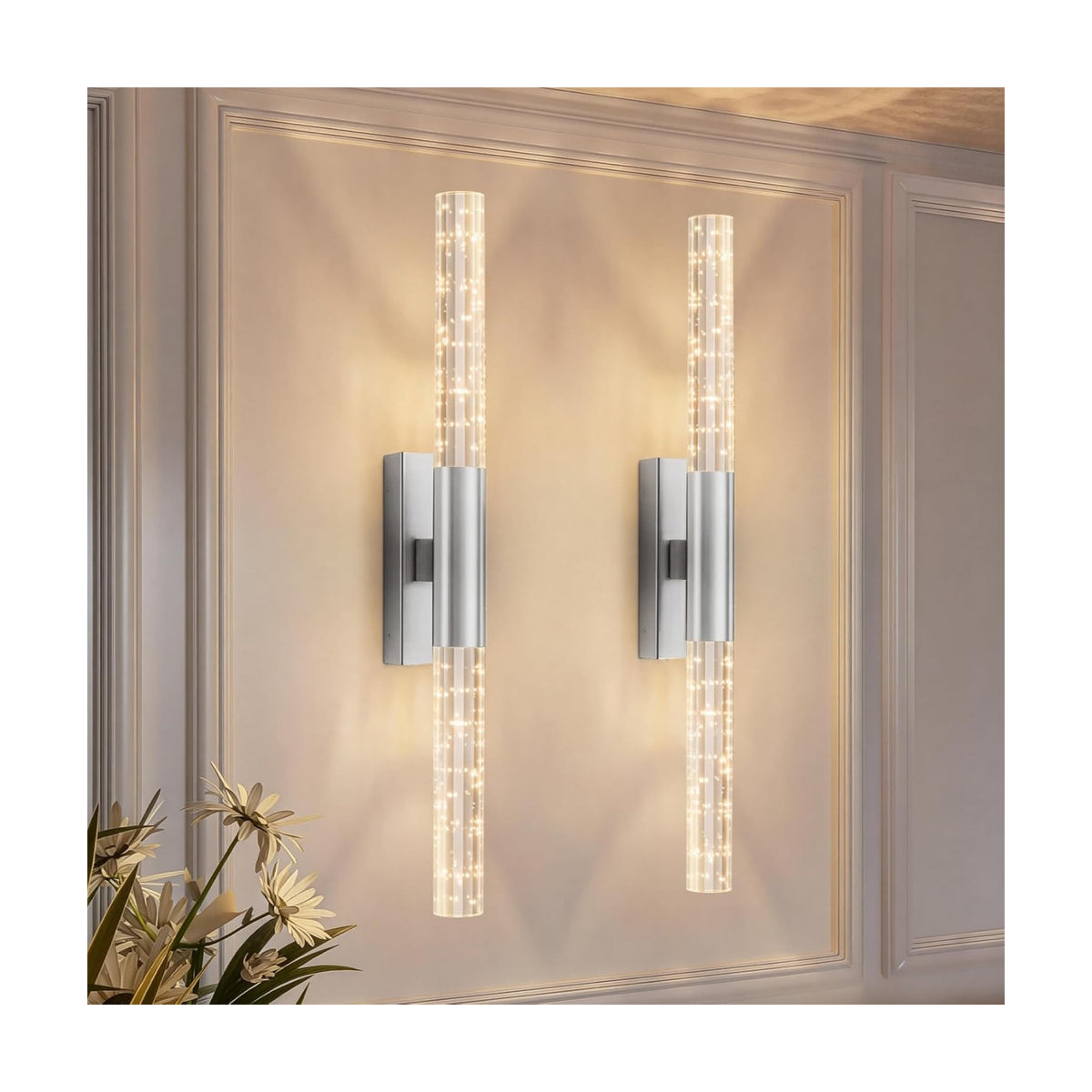 camuucci Battery Operated Wall Sconces Set of 2, Rechargeable Wall Lights | 12000mAh Long-Lasting Battery,Dimmable