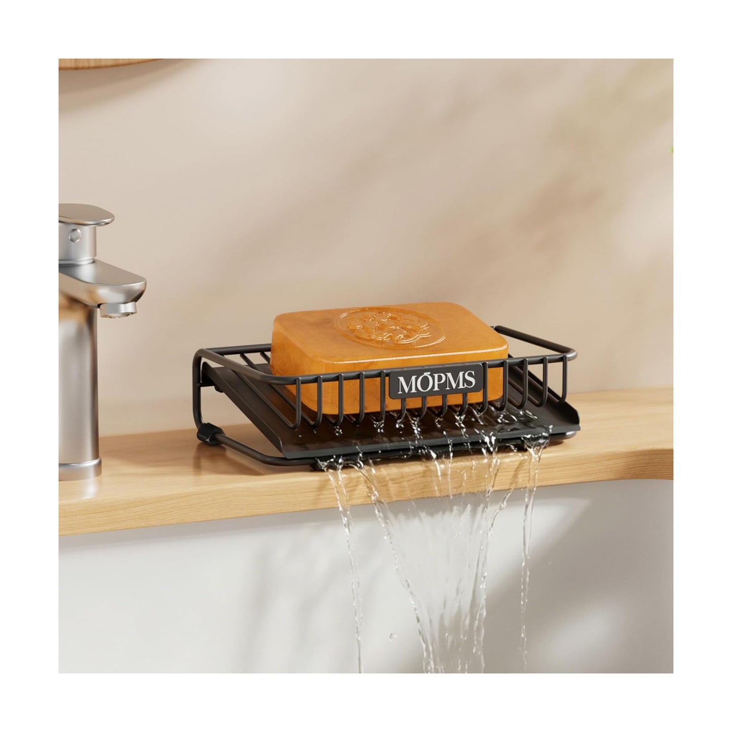 Carbon Steel Bar Soap Holder for Shower / Black