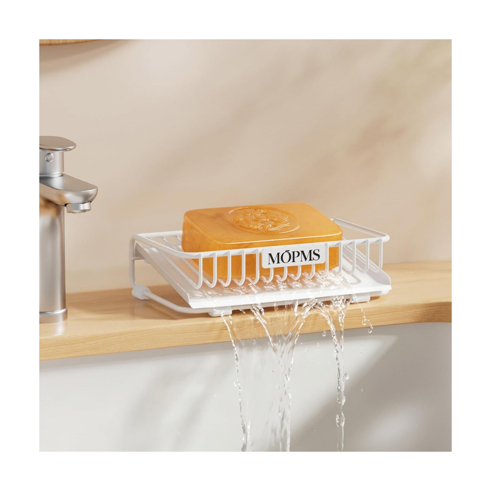 Carbon Steel Bar Soap Holder for Shower / White