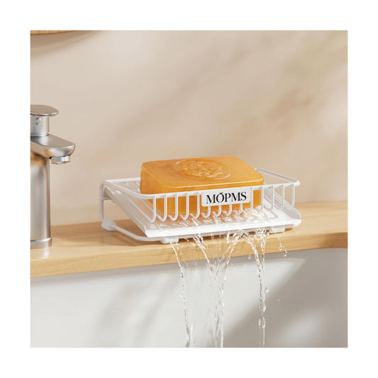 Carbon Steel Bar Soap Holder for Shower / White