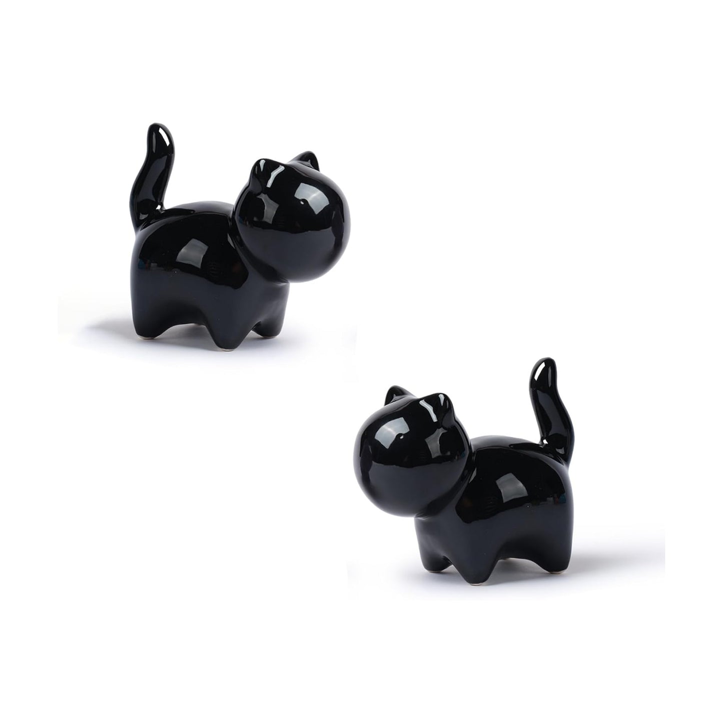 Small Ceramic Cat Statues / Black / 3 Inch / Set of 2