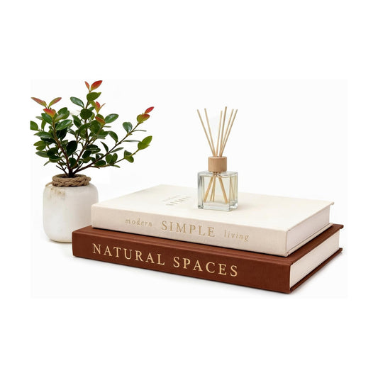 Linen Covered Decor Books / Gold / Set of 2