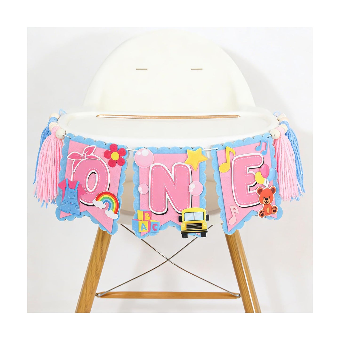 Girls 1st Birthday High Chair Banner English Teacher 1st Birthday Decorations Girls Highchair Wood