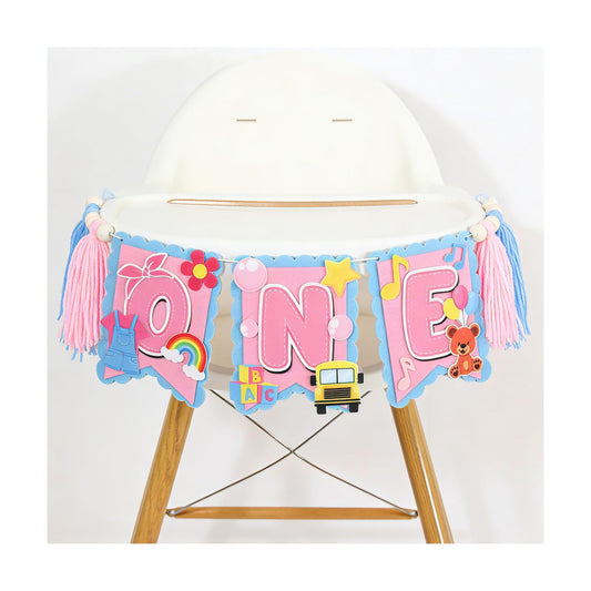Girls 1st Birthday High Chair Banner English Teacher 1st Birthday Decorations Girls Highchair Wood
