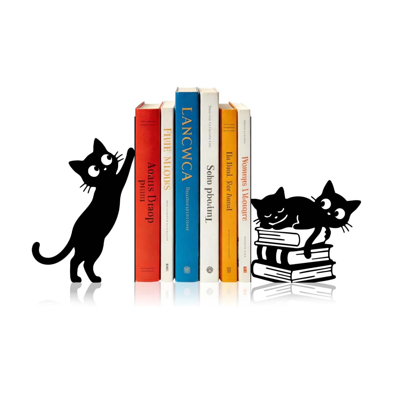 Metal Bookends Cat Black Whimsical Book Ends Decorative Bookend / Black Cat 4