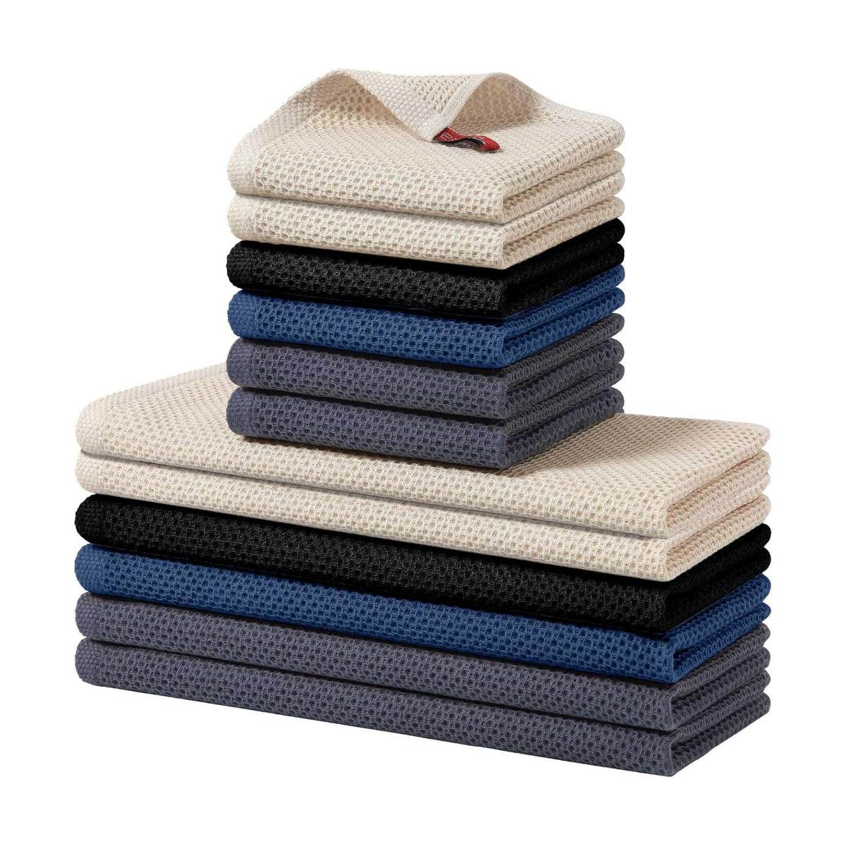 Homaxy 12 Pack 100% Cotton Kitchen Towels and Dishcloths Set, Multicolor | 12 x 12 Inches and 13 x 28 Inches Kitchen