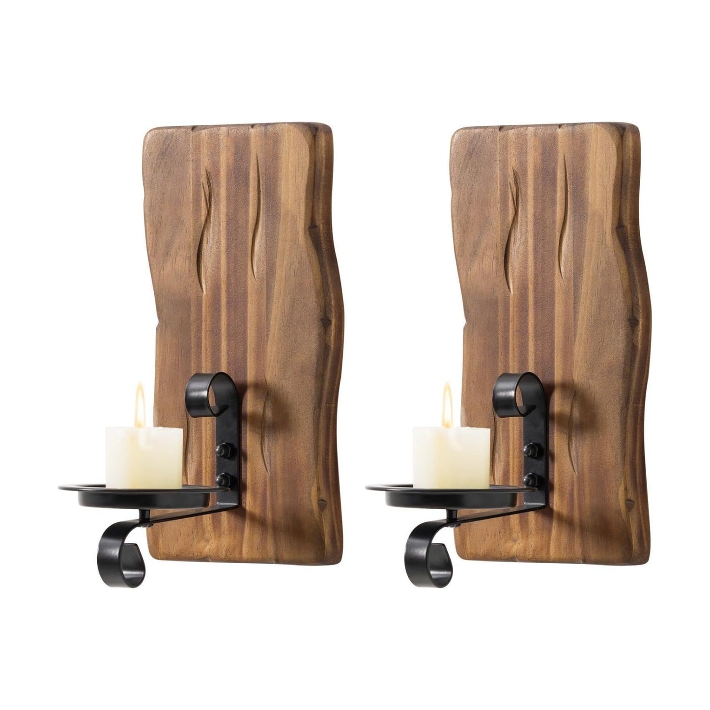 Farmhouse Wall Art Decor for Pillar & Taper Candles / Driftwood / Set of 2