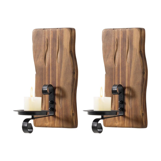 Farmhouse Wall Art Decor for Pillar & Taper Candles / Driftwood / Set of 2