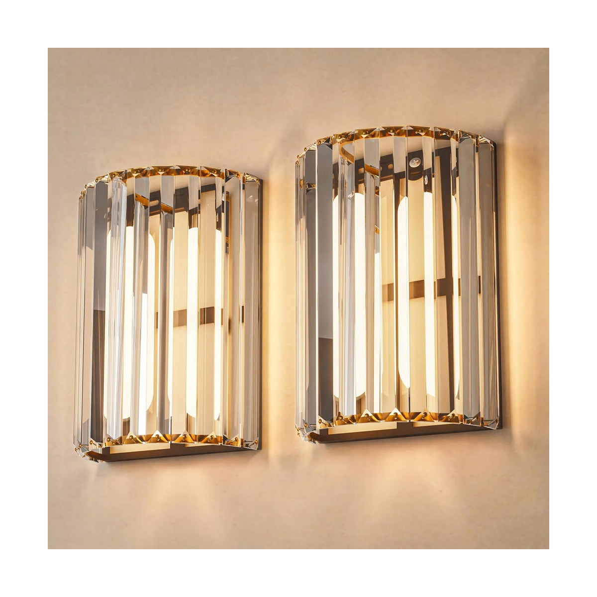 Black and Gold Battery Operated Wall Sconces Set of 2, Crystal Wireless Wall Lights with Remote, Rechargeable Cordless