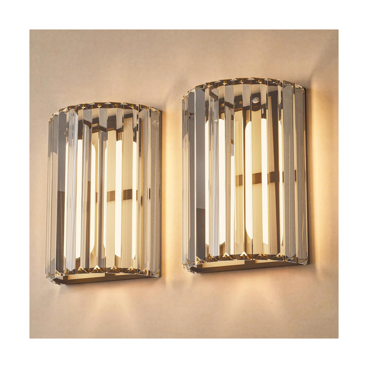 Black Battery Operated Wall Sconces Set of Two, Crystal Wireless Wall Light with Remote, Rechargeable Cordless Wall