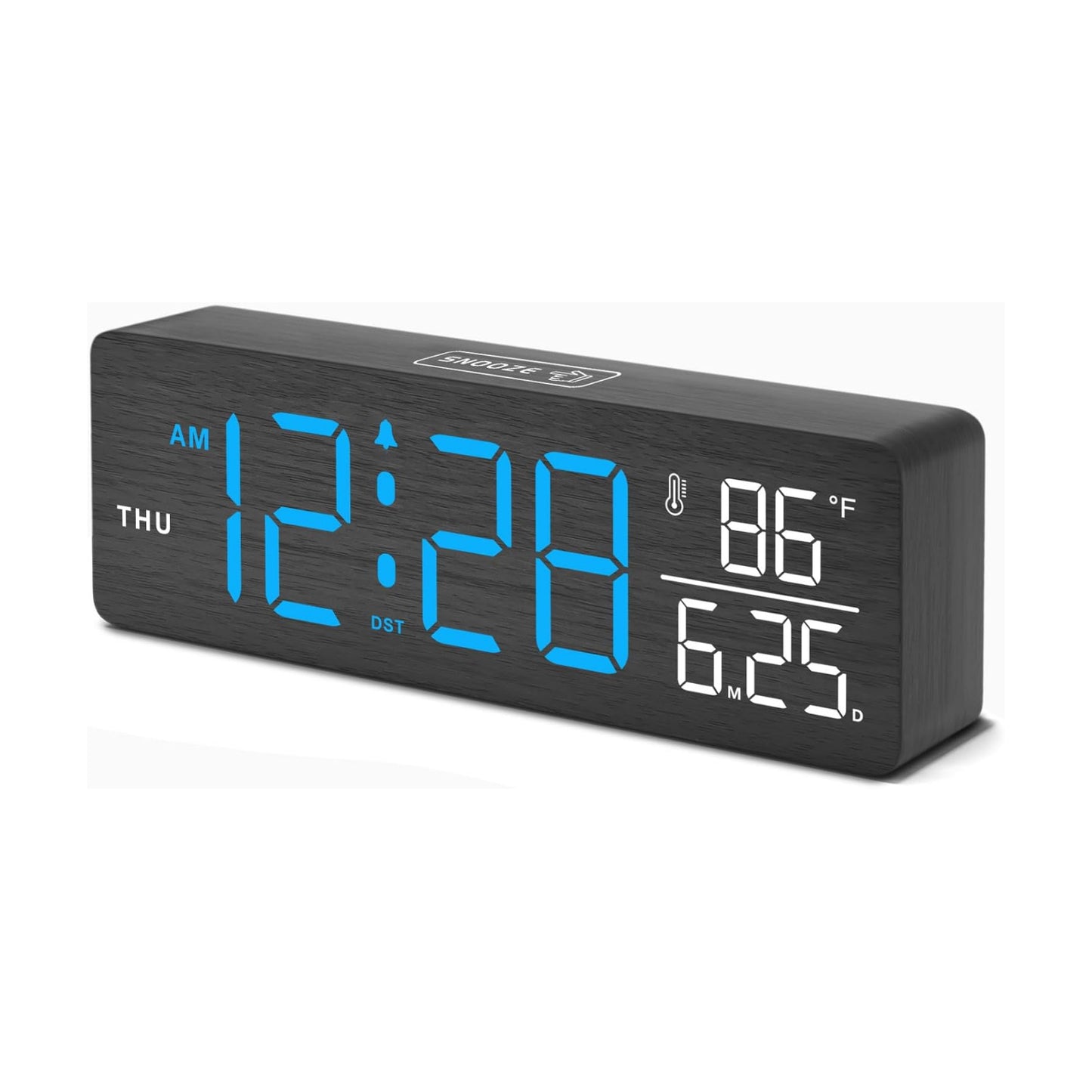 DreamSky Wooden Digital Alarm Clock with Date & Day of Week for Bedroom