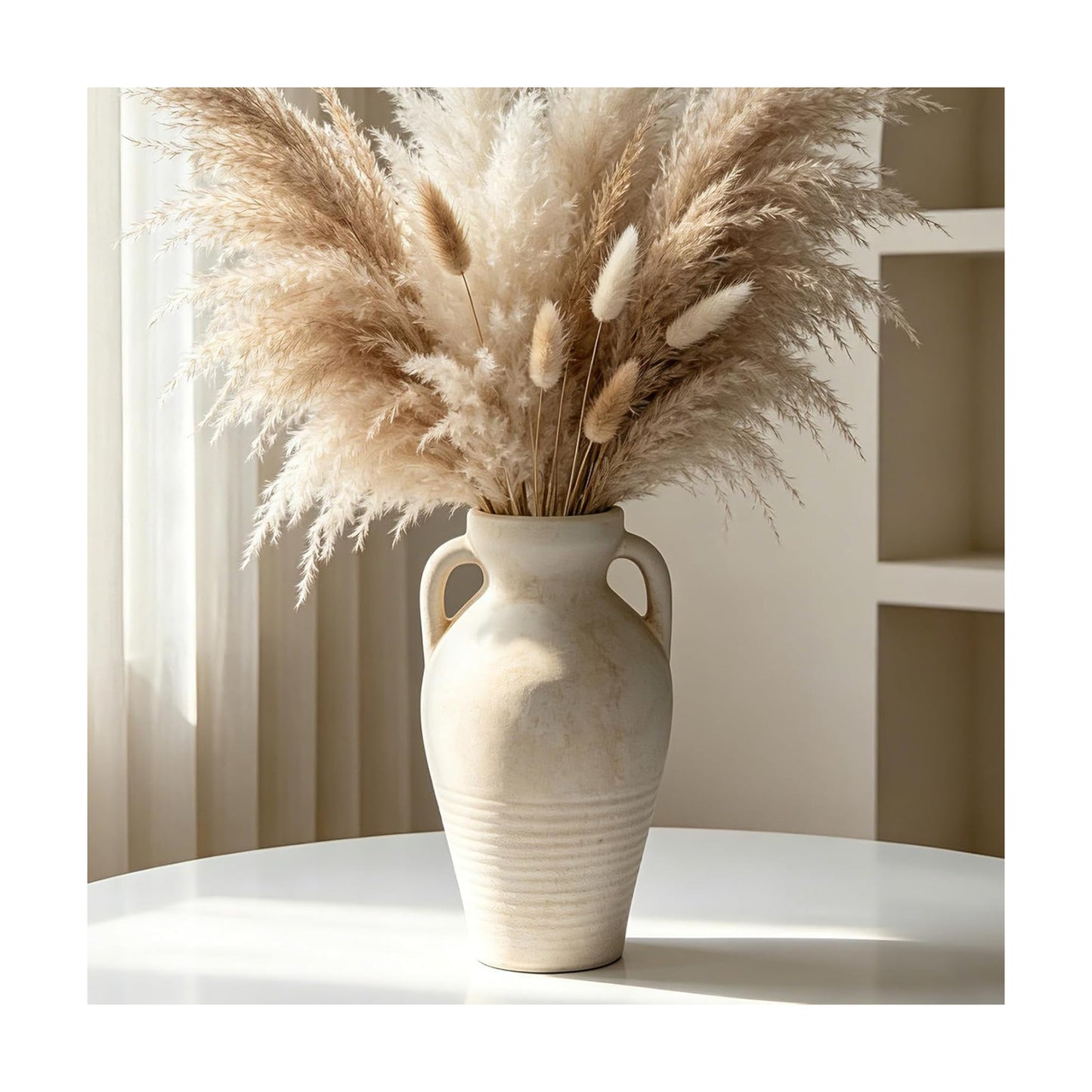 Ceramic Flower Vase / 11"h-off-white / 11 Inch
