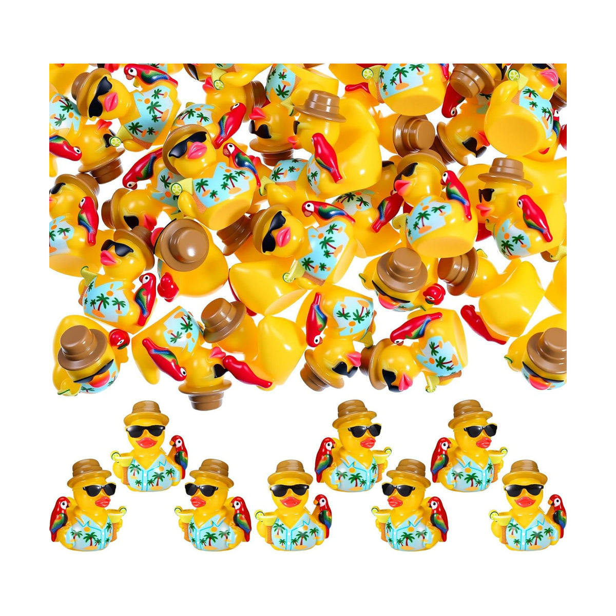 RoundFunny 50pcs Tropical Mini Duck Summer Party Favor Resin Miniature Duck