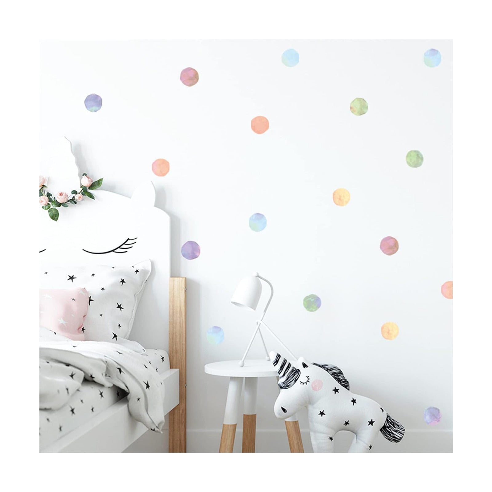 2.2'' Pastel Rainbow Polka Dot Wall Decals Colors Watercolor Dots Removable Wall / Set of 120