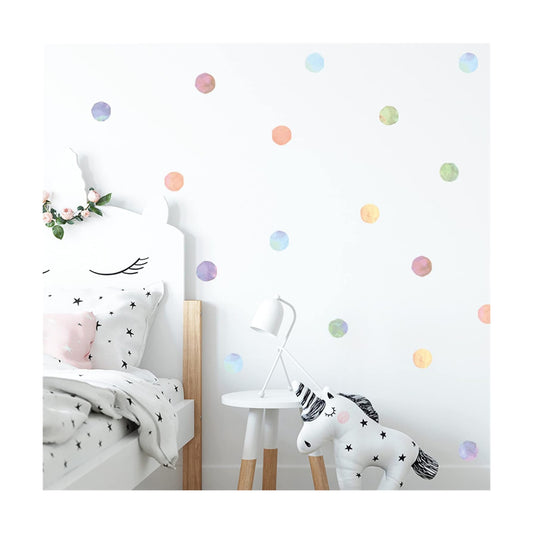 2.2'' Pastel Rainbow Polka Dot Wall Decals Colors Watercolor Dots Removable Wall / Set of 120