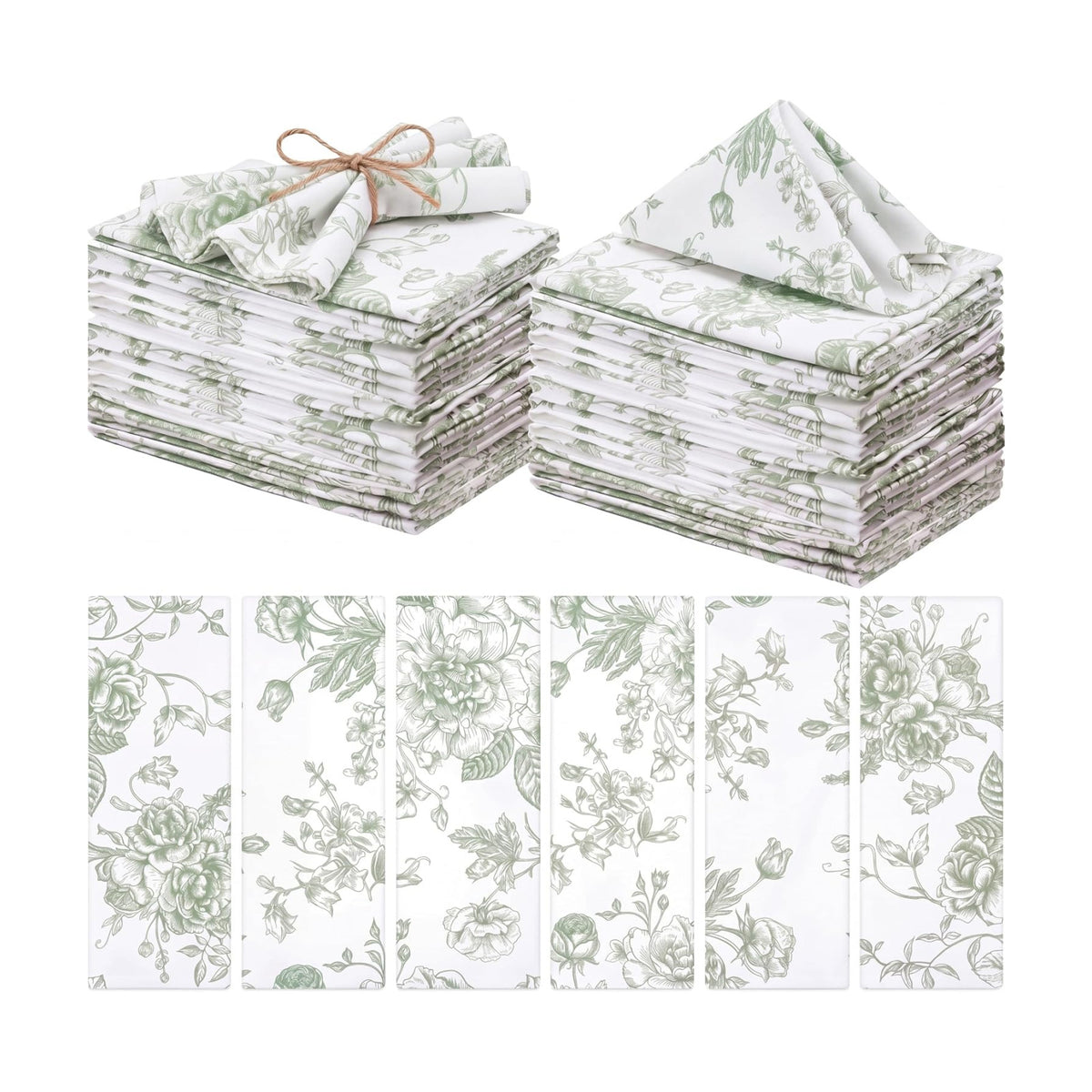 12 Pcs Floral Cloth Napkins 6 Patterns Washable Dinner Tea Party Napkins Reusable Plant Flowers Square Napkin Cotton