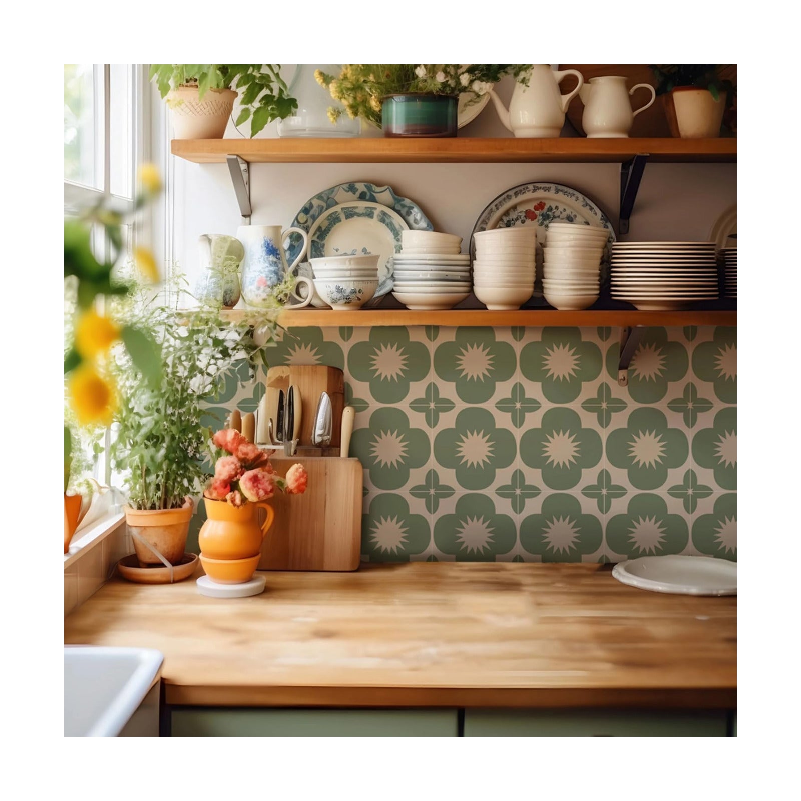 Self Adhesive Wall Tile Decal / 7.87 x 7.87 / Set of 10