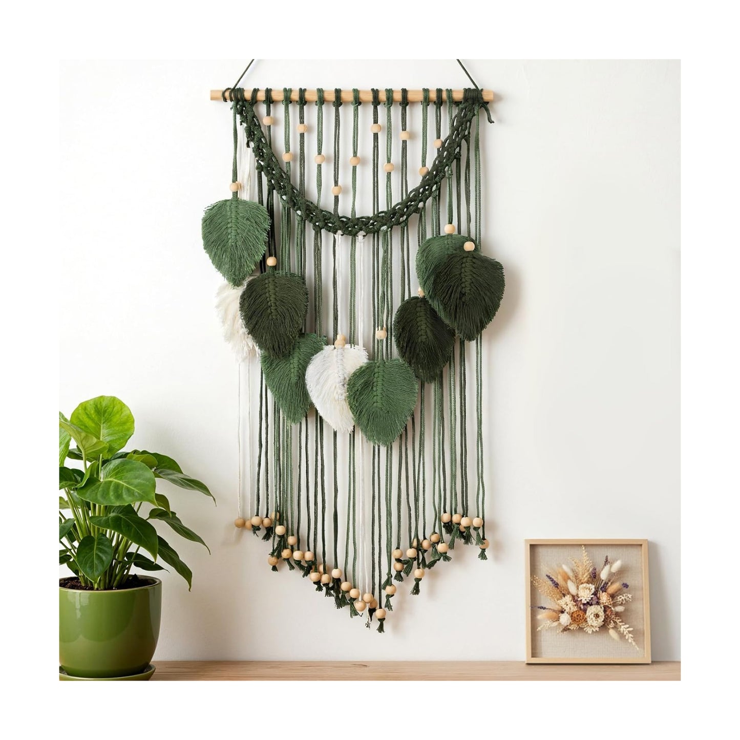 Macrame Wall Hanging / Green / 15.7 x 29.9