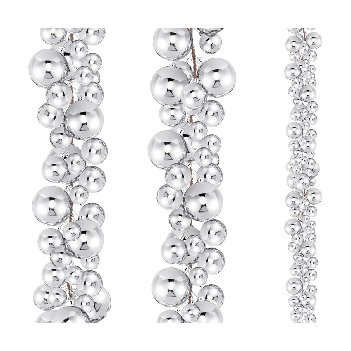 2 Pcs 9 ft Christmas Ball Ornament Garland, Silver