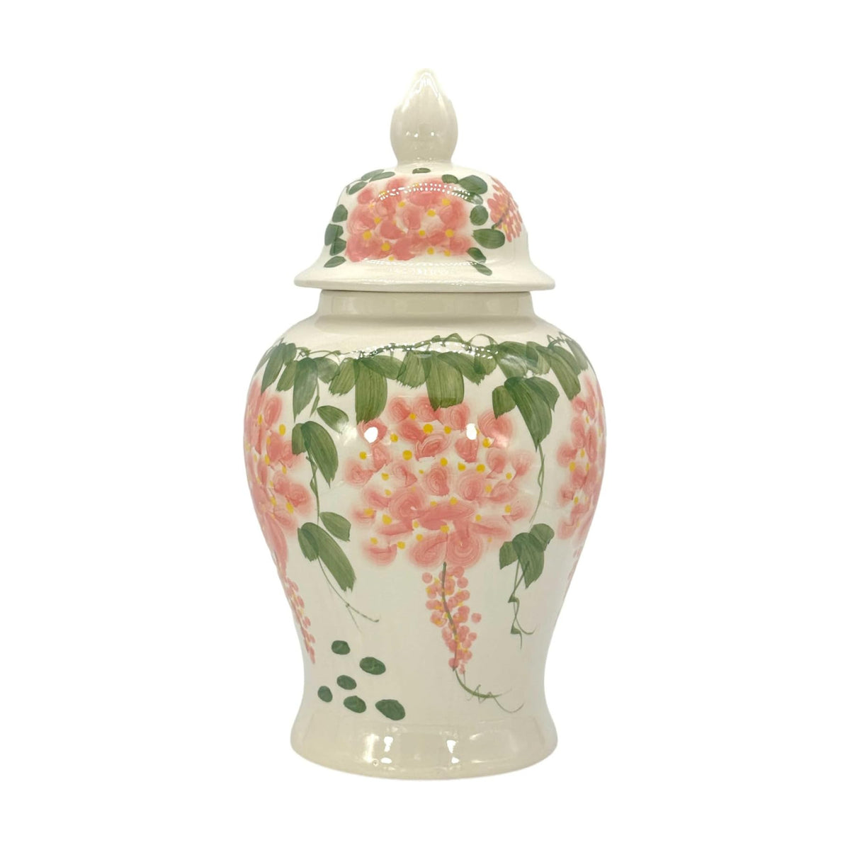 Galt International 18" Ceramic Floral Cream Glazed Finish Rustic Farmhouse Home Decor New Traditional Ginger Jar