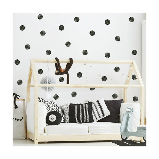2.2'' Modern Polka Dot Wall Decals Minimalist Monochrome Dots Removable Wall / Black / Set of 120