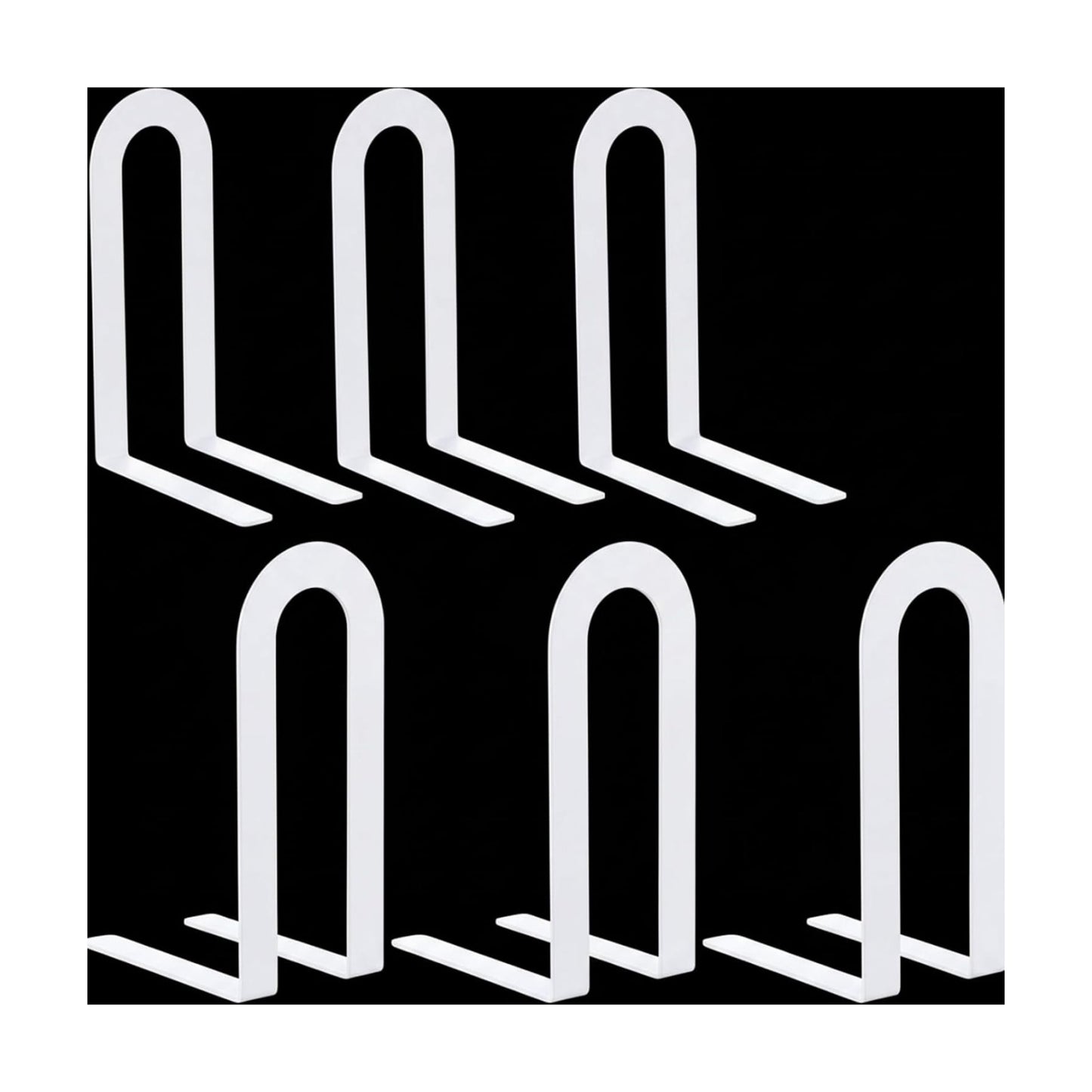 Modern Metal Book Ends / Round / White / Set of 6