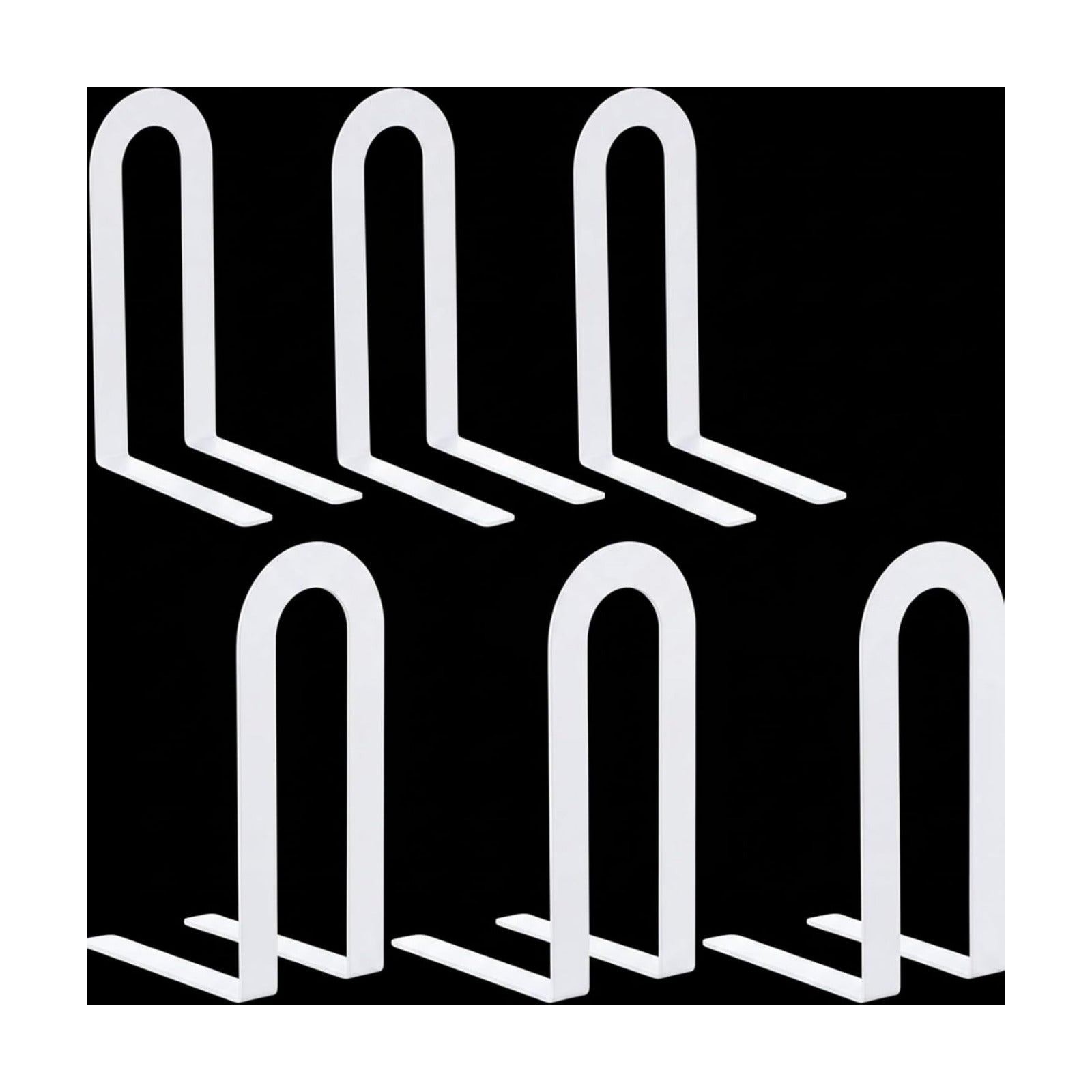 Modern Metal Book Ends / Round / White / Set of 6