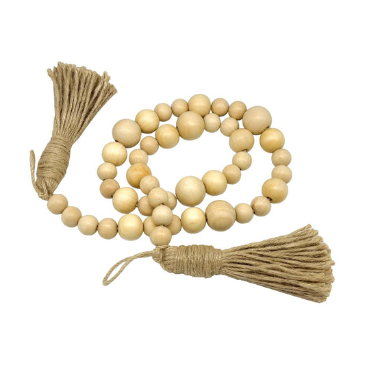 Wood Bead Garland / Natural / 49.6 Inch