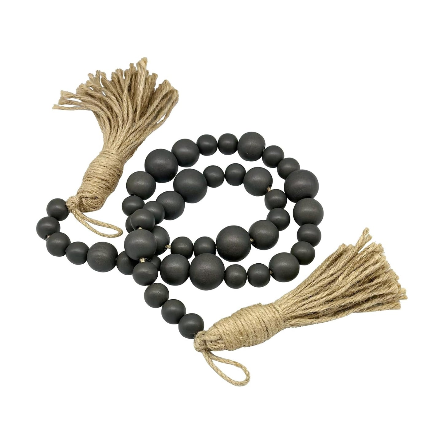 Gray Wood Bead Garland / Grey / 49.6 Inch