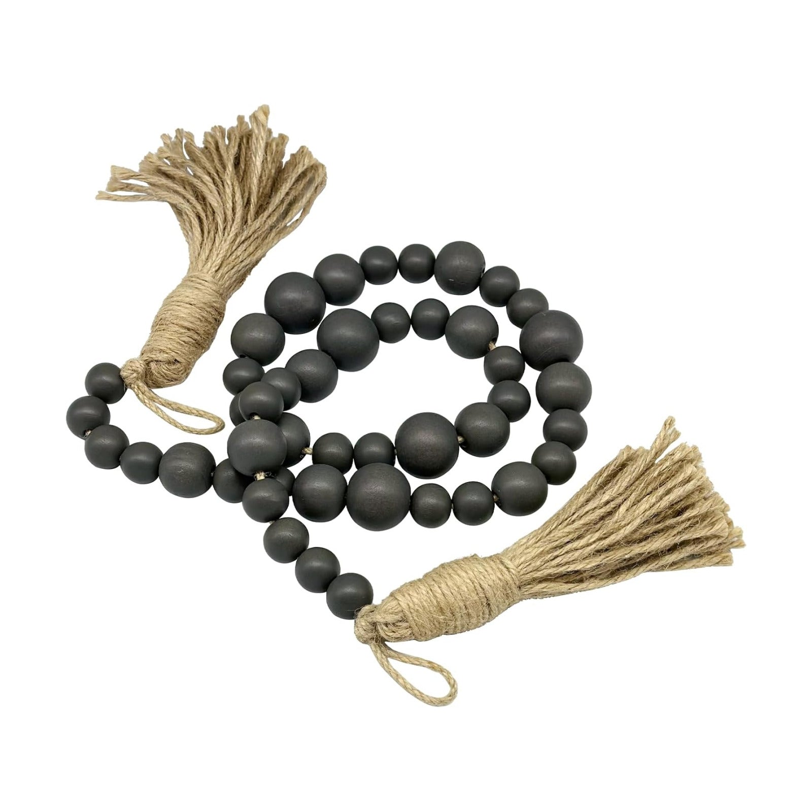 Gray Wood Bead Garland / Grey / 49.6 Inch