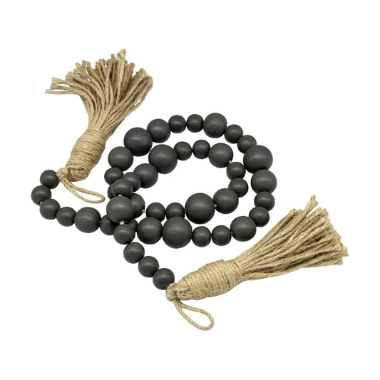 Gray Wood Bead Garland / Grey / 49.6 Inch