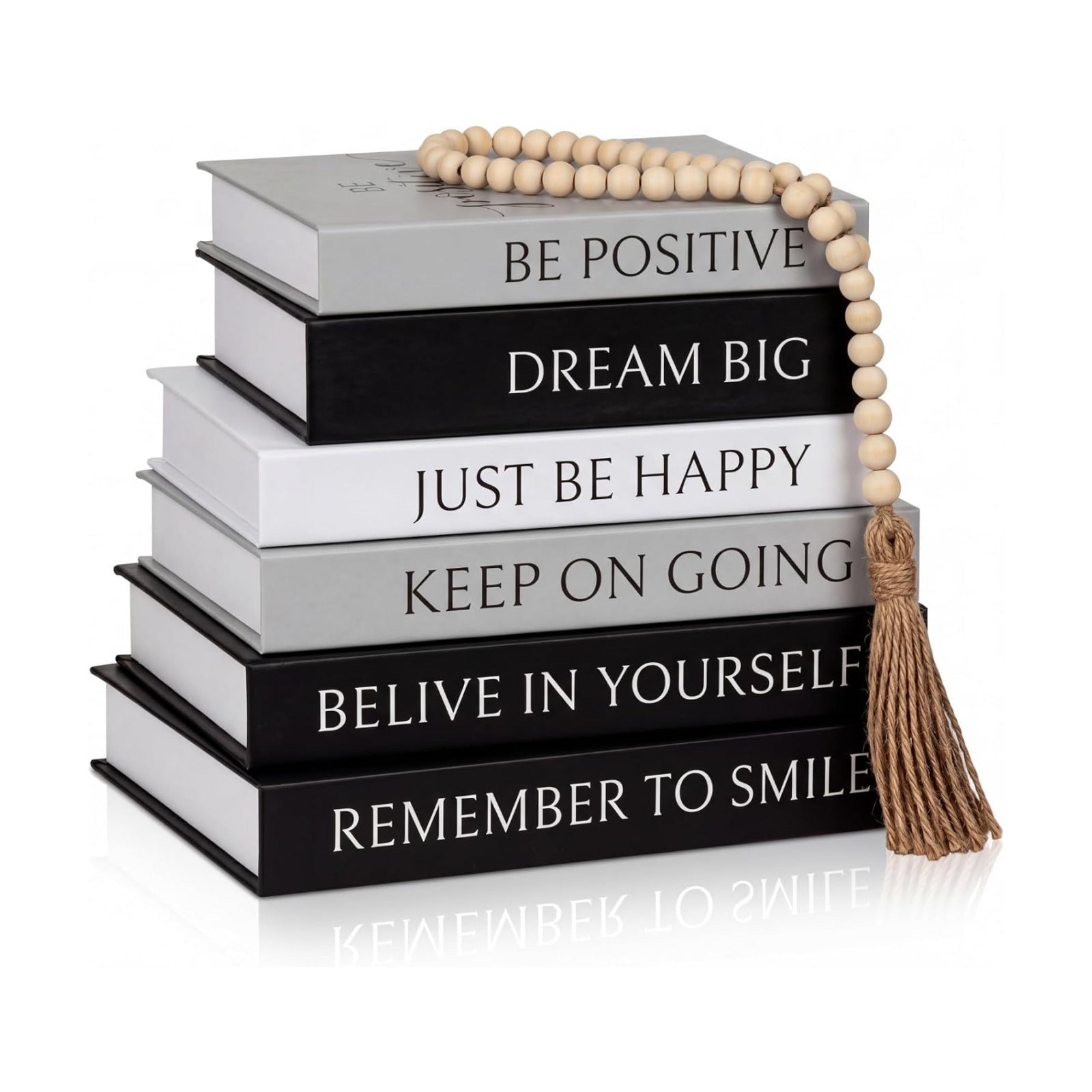 Wooden Beaded Garland Tassel / Motivational / Set of 6