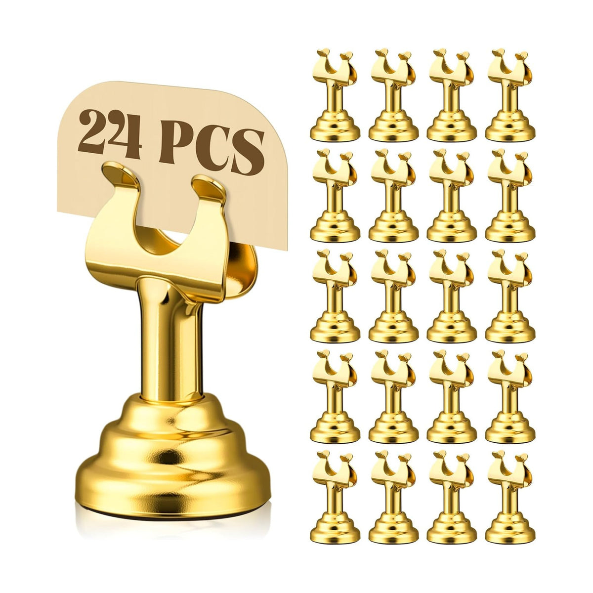 24 Pcs Gold Table Number Holders Metal 1.8 in Place Card Holders | Harp Clip Place Cards Stands for Wedding Restaurant