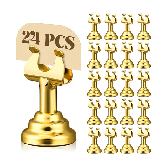 24 Pcs Gold Table Number Holders Metal 1.8 in Place Card Holders | Harp Clip Place Cards Stands for Wedding Restaurant