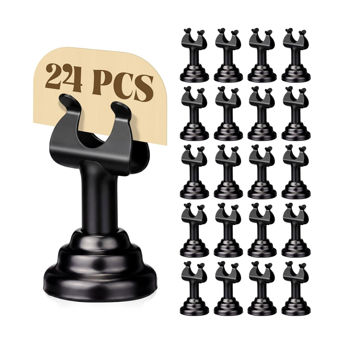 24 Pcs Black Table Number Holders Metal 1.8 in Place Card Holder | Harp Clip Place Cards Stands for Wedding Restaurant