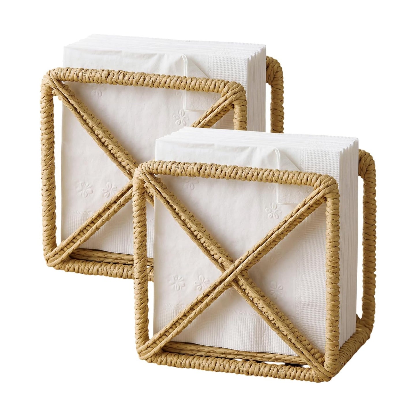 Rattan Napkin Holder Square Wicker Napkin Holder / Set of 2