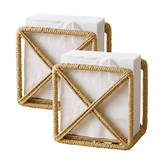 Rattan Napkin Holder Square Wicker Napkin Holder / Set of 2