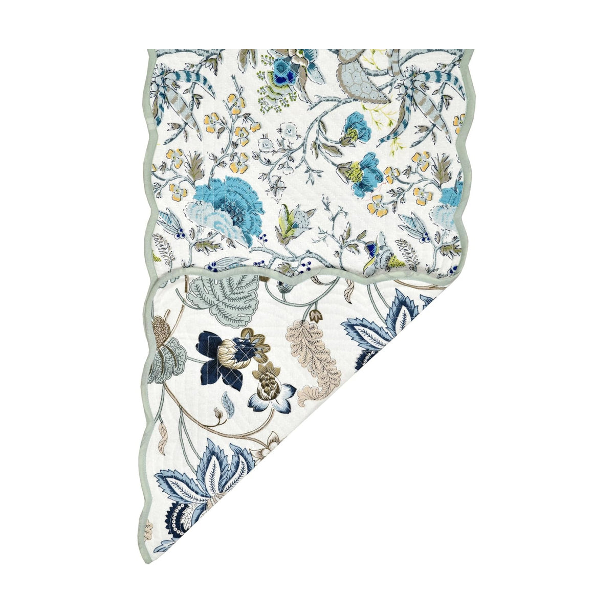 Botanica Mist - Bloom Collection Luxury Handcrafted Runner (Reversible) Cotton Quilted Fabric Machine Washable –