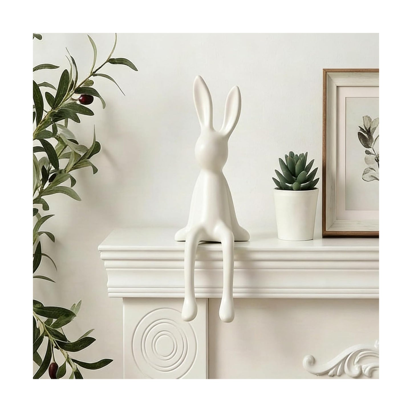 Ceramic Rabbit Figurine Bunny Statue / White