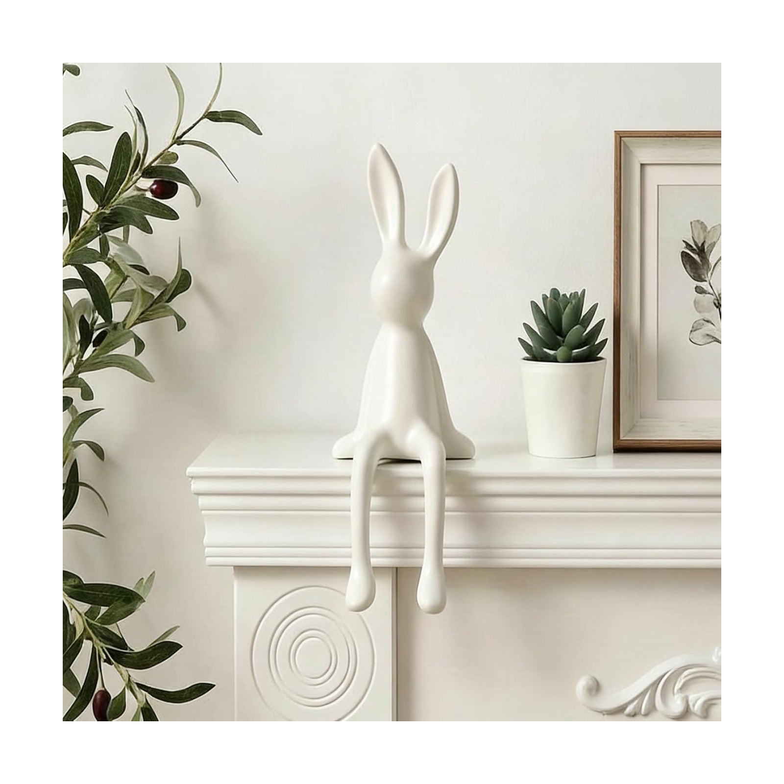 Ceramic Rabbit Figurine Bunny Statue / White