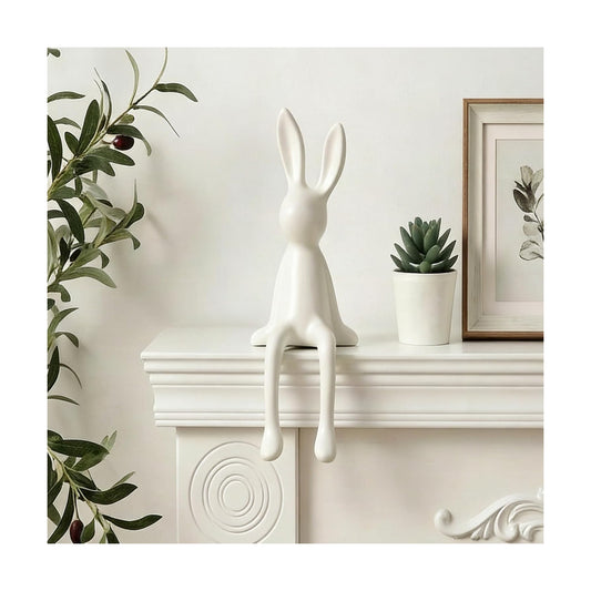 Ceramic Rabbit Figurine Bunny Statue / White