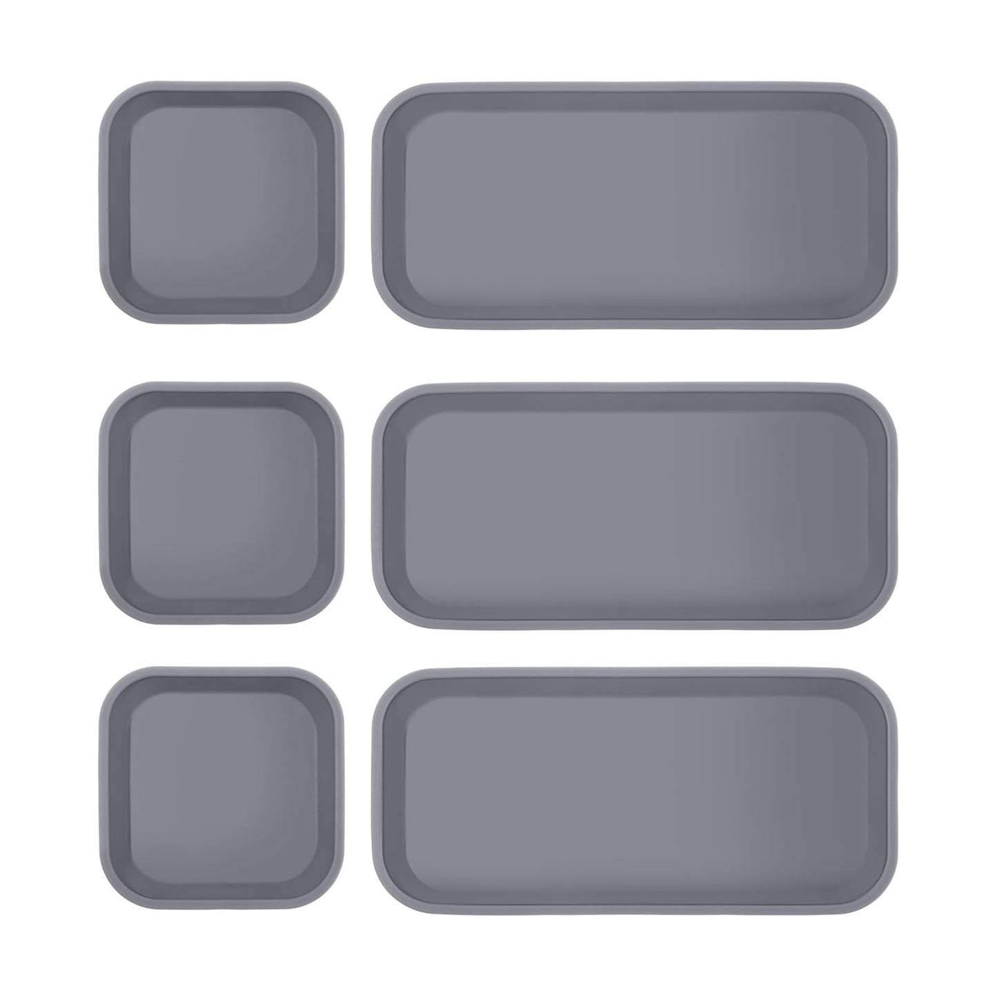 Mini Silicone Bathroom Trays Multifunctional Bathroom Counter Tray / Dark Gray / 7 Inch / Set of 6