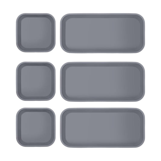 Mini Silicone Bathroom Trays Multifunctional Bathroom Counter Tray / Dark Gray / 7 Inch / Set of 6
