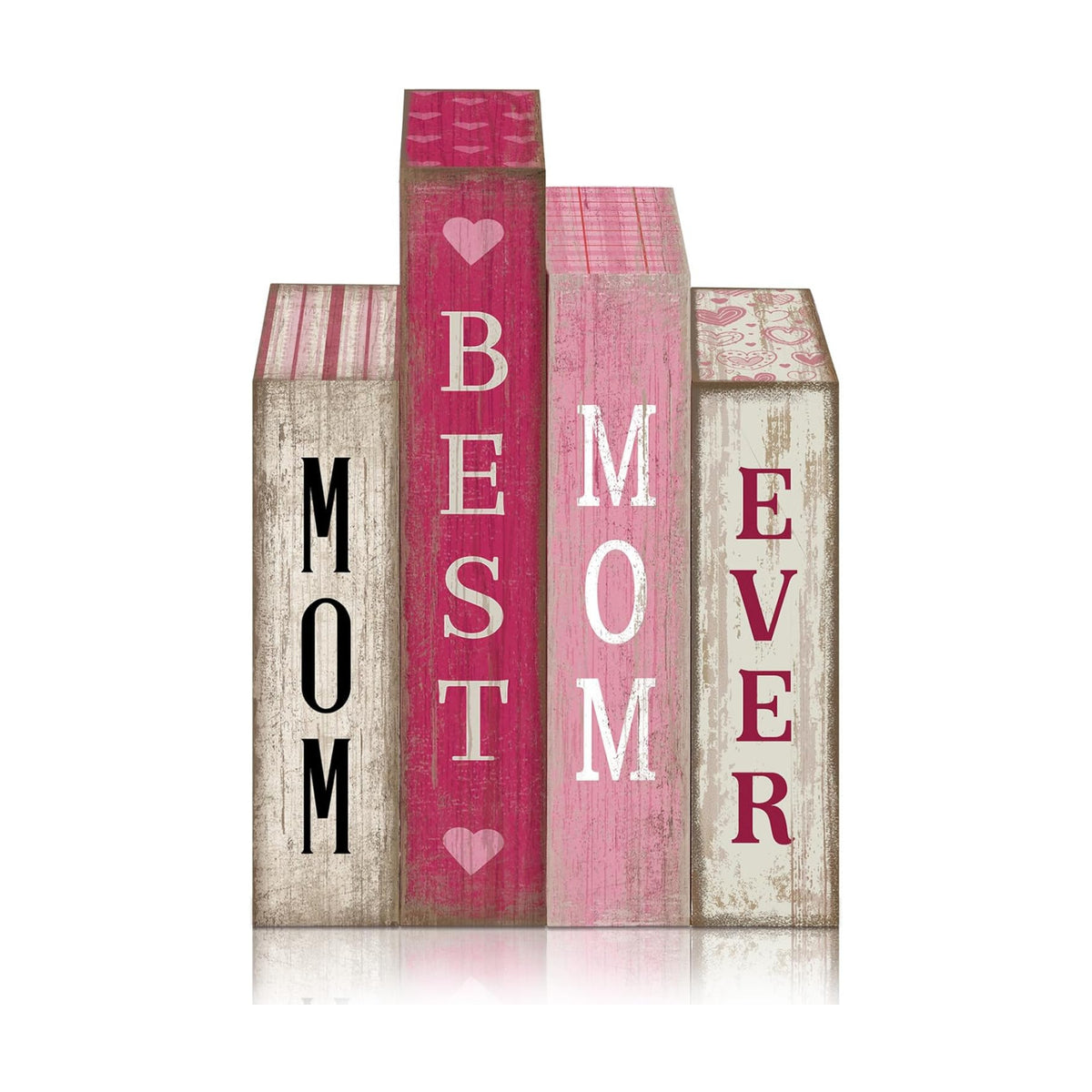 Lineshading 4 Pcs Mothers Day Table Decoration Wooden Book Signs