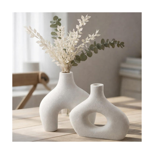 Plastic Planter Vase / White / Set of 2