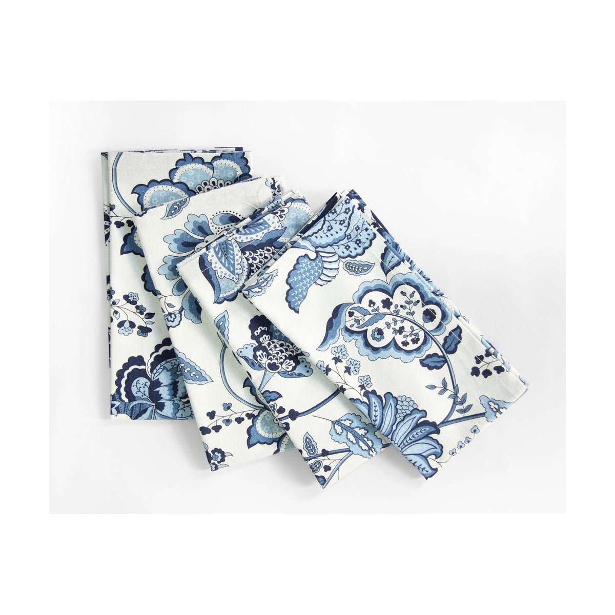 Taran Living Premium Cotton Cloth Napkins Set of 4, 18x18 Inch Reusable Dinner Napkins, Soft Washable Oversized Fabric Napkins for Dining Table, Weddings, Parties & Everyday Use, Blue Floral