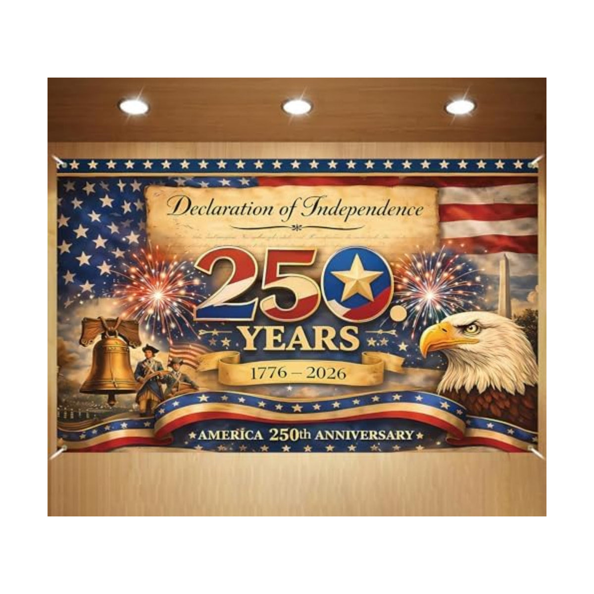 America 250 Anniversary Photo Backdrop Patriotic Banner 4th of July Fourth of July Party Decorations and Supplies for Home (43 X 71 Inch)