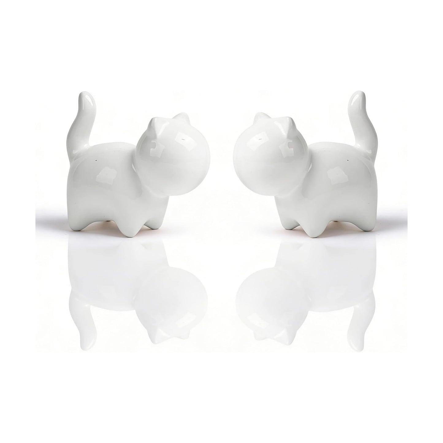 Ceramic Cat Figurines / White / 3 Inch / Set of 2