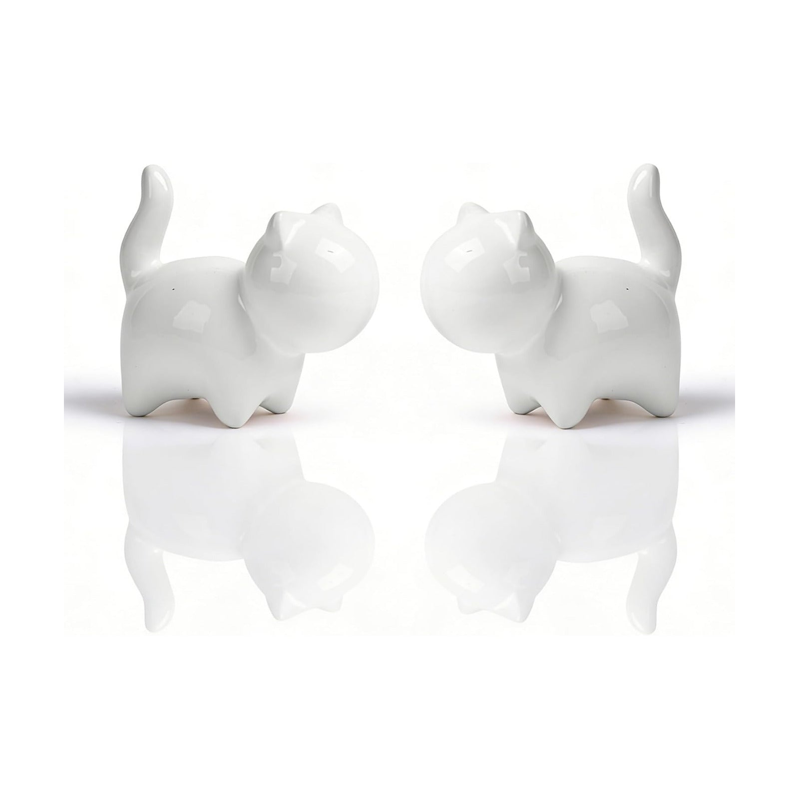 Ceramic Cat Figurines / White / 3 Inch / Set of 2